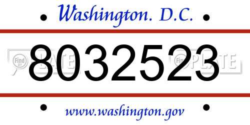 8032523 District Of Columbia License Plate