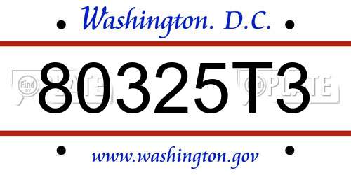 80325T3 District Of Columbia License Plate