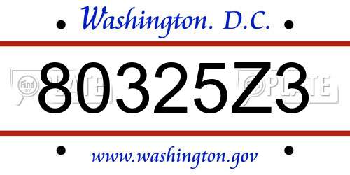 80325Z3 District Of Columbia License Plate