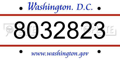 8032823 District Of Columbia License Plate