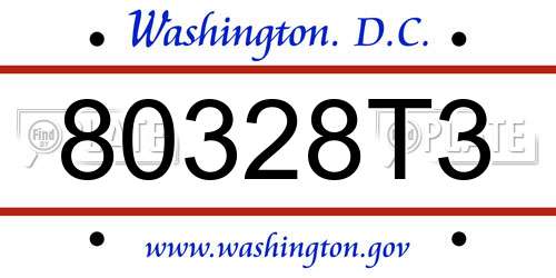 80328T3 District Of Columbia License Plate