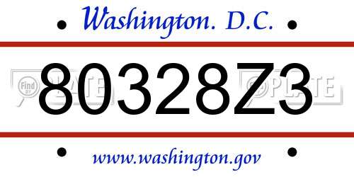 80328Z3 District Of Columbia License Plate