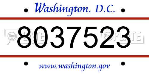 8037523 District Of Columbia License Plate