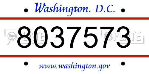 8037573 District Of Columbia License Plate