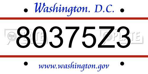 80375Z3 District Of Columbia License Plate