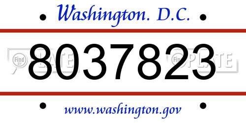 8037823 District Of Columbia License Plate