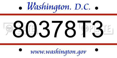 80378T3 District Of Columbia License Plate
