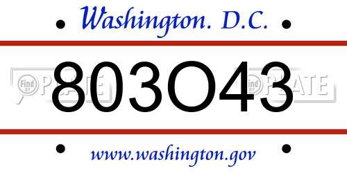 803O43 District Of Columbia License Plate