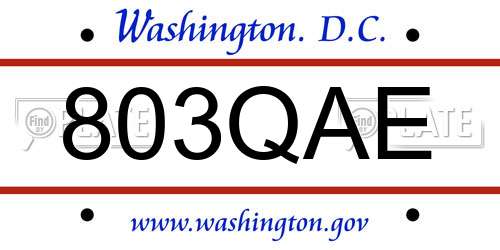 803QAE District Of Columbia License Plate