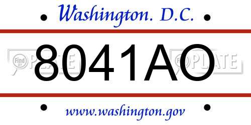 8041AO District Of Columbia License Plate