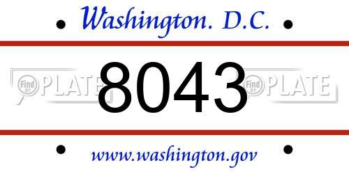 8043 District Of Columbia License Plate