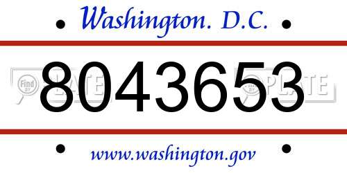 8043653 District Of Columbia License Plate