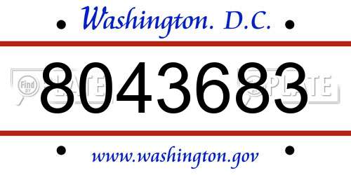 8043683 District Of Columbia License Plate