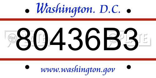 80436B3 District Of Columbia License Plate