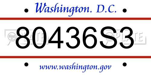 80436S3 District Of Columbia License Plate