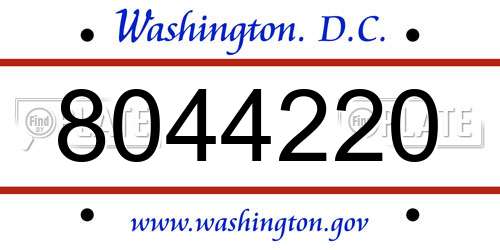 8044220 District Of Columbia License Plate