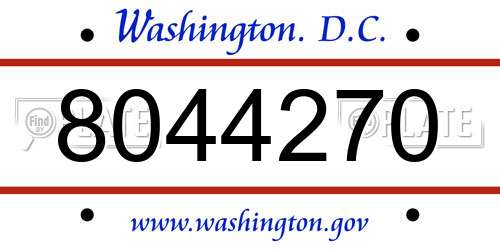 8044270 District Of Columbia License Plate