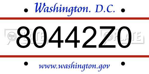 80442Z0 District Of Columbia License Plate