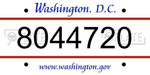 8044720 District Of Columbia License Plate