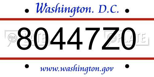 80447Z0 District Of Columbia License Plate