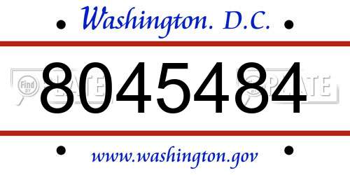 8045484 District Of Columbia License Plate
