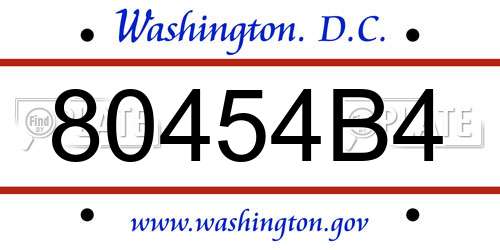 80454B4 District Of Columbia License Plate