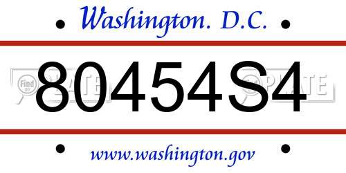 80454S4 District Of Columbia License Plate