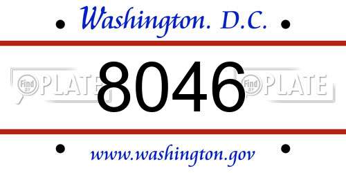 8046 District Of Columbia License Plate