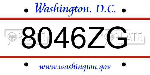 8046ZG District Of Columbia License Plate