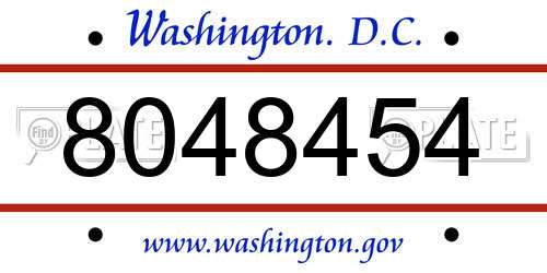 8048454 District Of Columbia License Plate