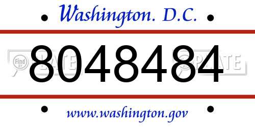 8048484 District Of Columbia License Plate