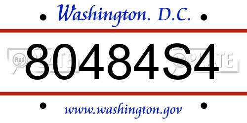 80484S4 District Of Columbia License Plate