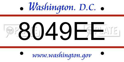 8049EE District Of Columbia License Plate