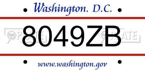 8049ZB District Of Columbia License Plate