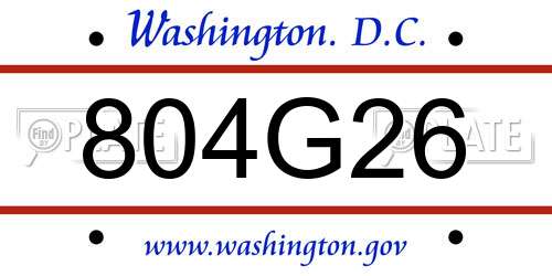 804G26 District Of Columbia License Plate