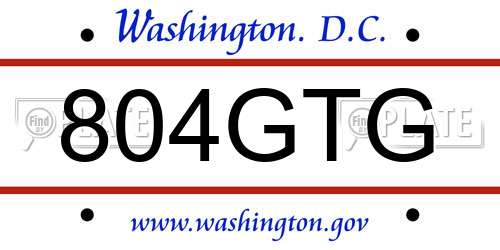804GTG District Of Columbia License Plate