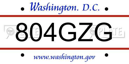 804GZG District Of Columbia License Plate