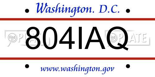 804IAQ District Of Columbia License Plate