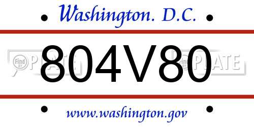 804V80 District Of Columbia License Plate