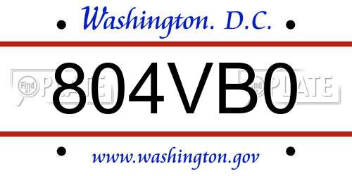 804VB0 District Of Columbia License Plate