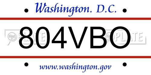 804VBO District Of Columbia License Plate