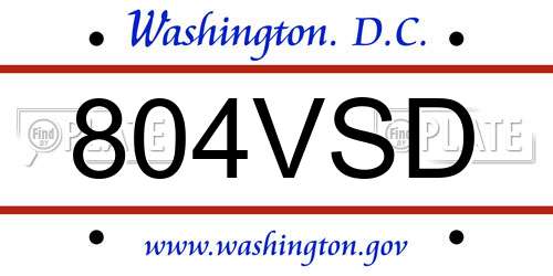 804VSD District Of Columbia License Plate