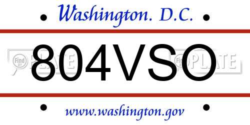 804VSO District Of Columbia License Plate