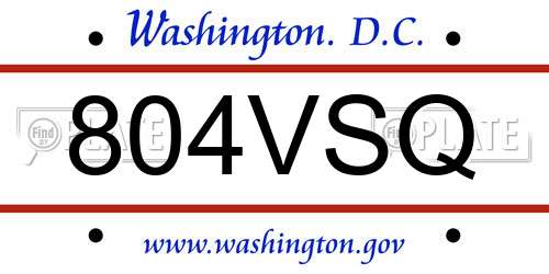 804VSQ District Of Columbia License Plate