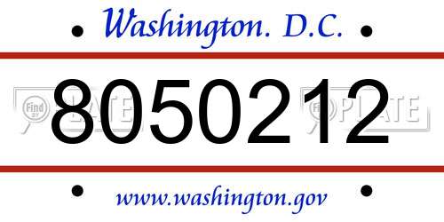 8050212 District Of Columbia License Plate