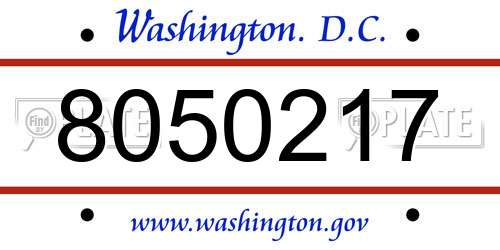 8050217 District Of Columbia License Plate