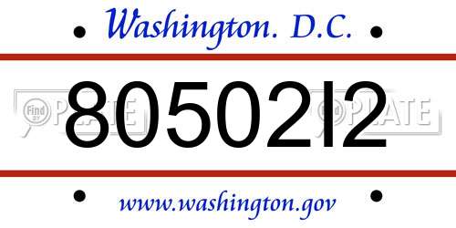 80502I2 District Of Columbia License Plate