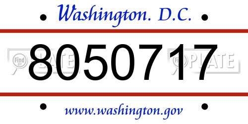 8050717 District Of Columbia License Plate