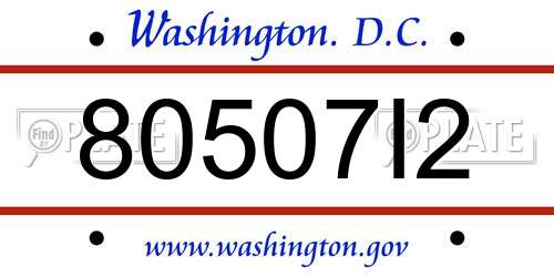 80507I2 District Of Columbia License Plate