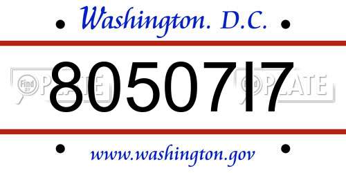 80507I7 District Of Columbia License Plate